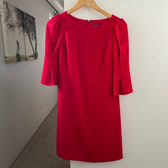 Vince Camuto Red Crepe Puff Sleeve - Picture 4 of 5